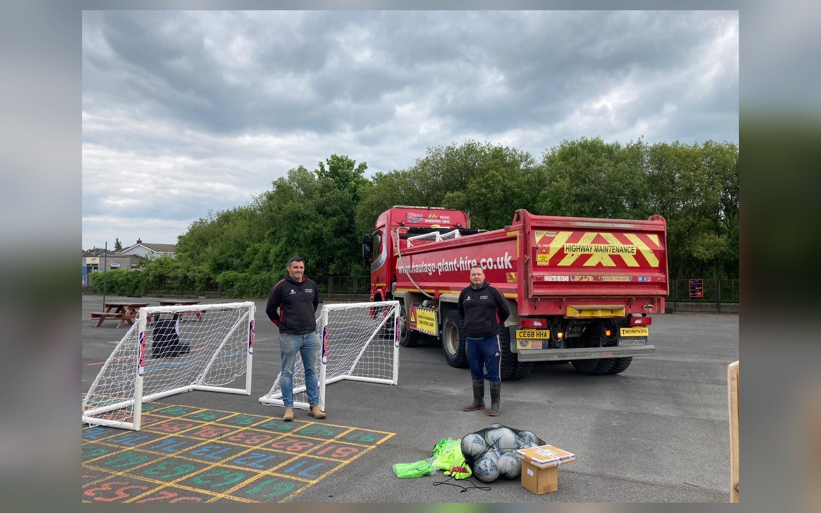 John Jones lorry delivering equipment for local community sport