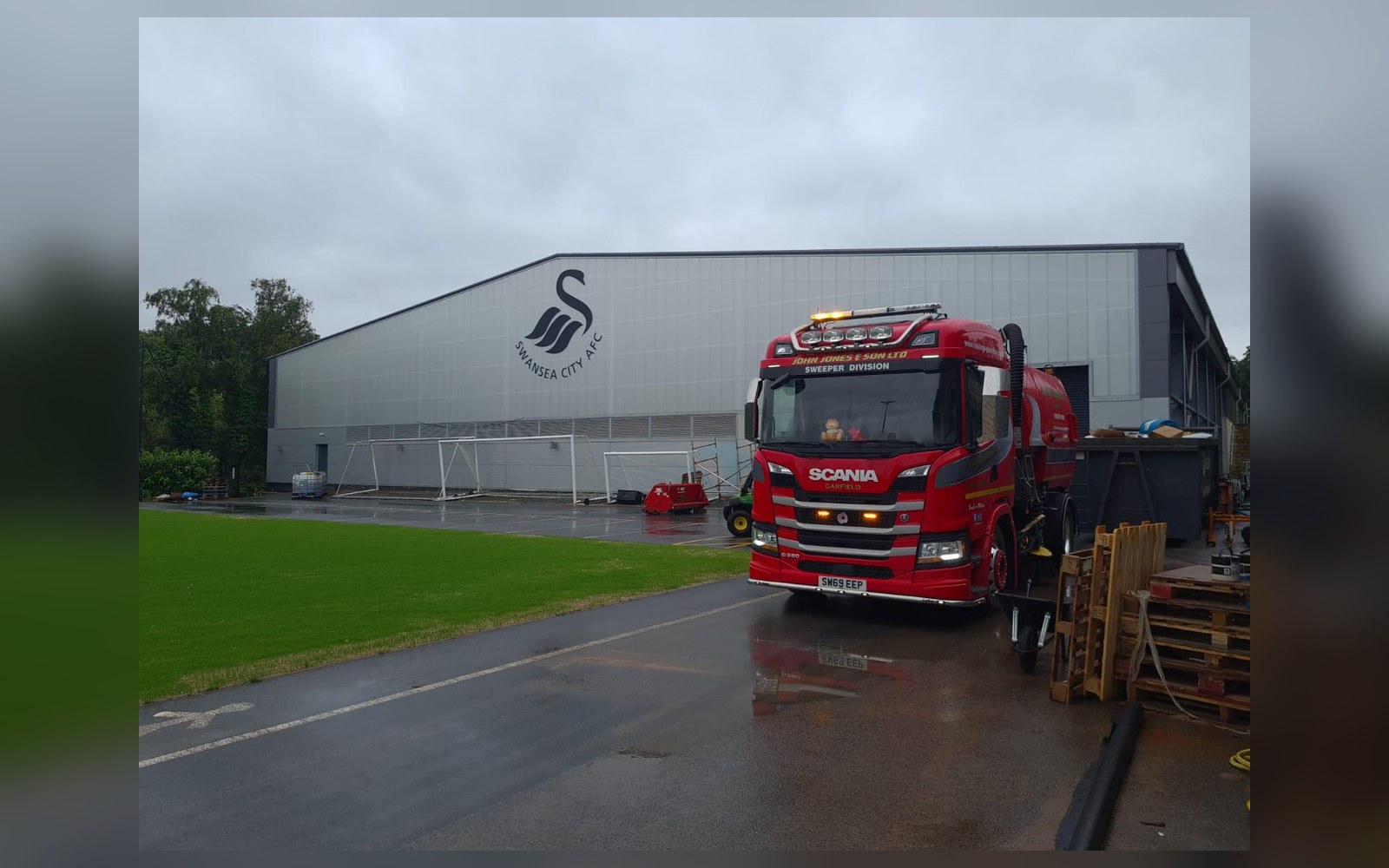 John Jones road sweeper at a community sports ground